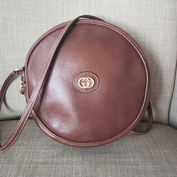 Gucci Round Brown Leather Crossbody Bag - Picture 1 of 16
